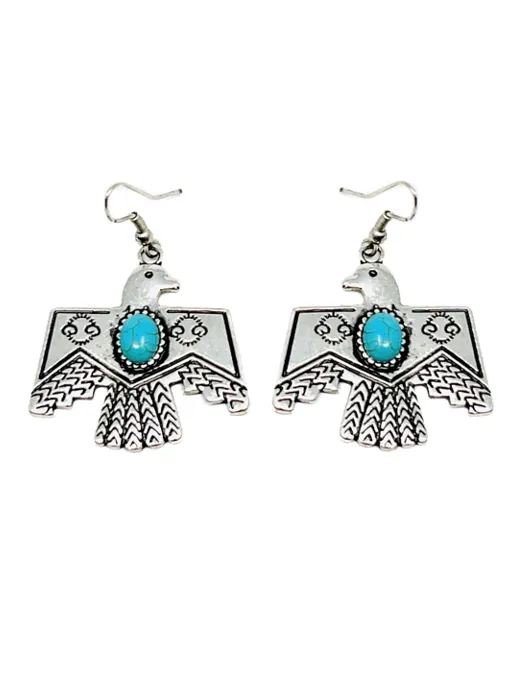 27 Western Style Turquoise Eagle Dangle Earrings