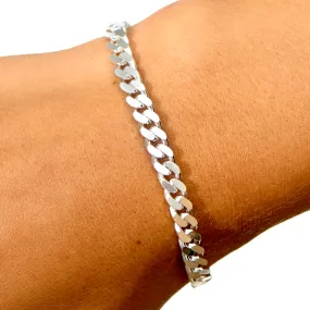 Armbånd, Chunky Panser Facet Kæde, sterlingsølv, 18,5 cm/4,6 mm