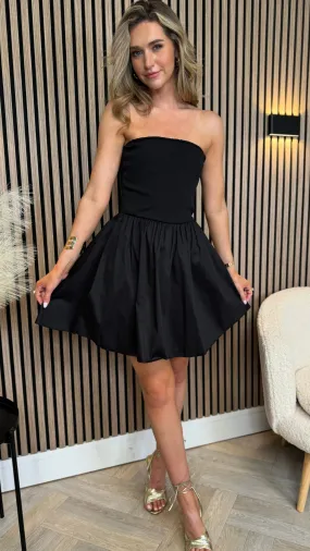 Brennan Black Bandeau Full Skirt Mini Dress