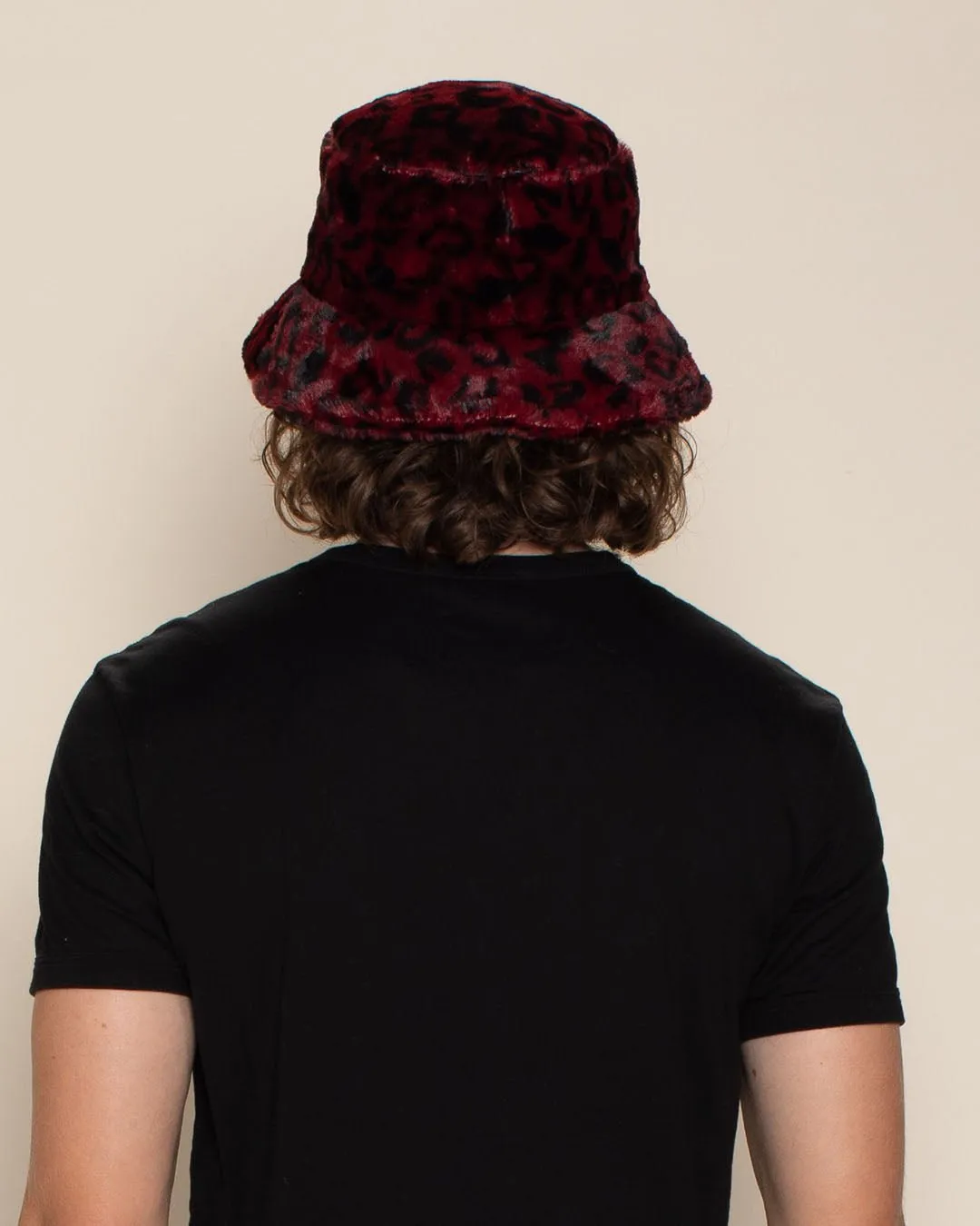 Burgundy Leopard ULTRA SOFT Faux Fur Bucket Hat | Men's