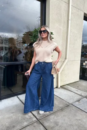 CARLY WIDE LEG DENIM TROUSERS