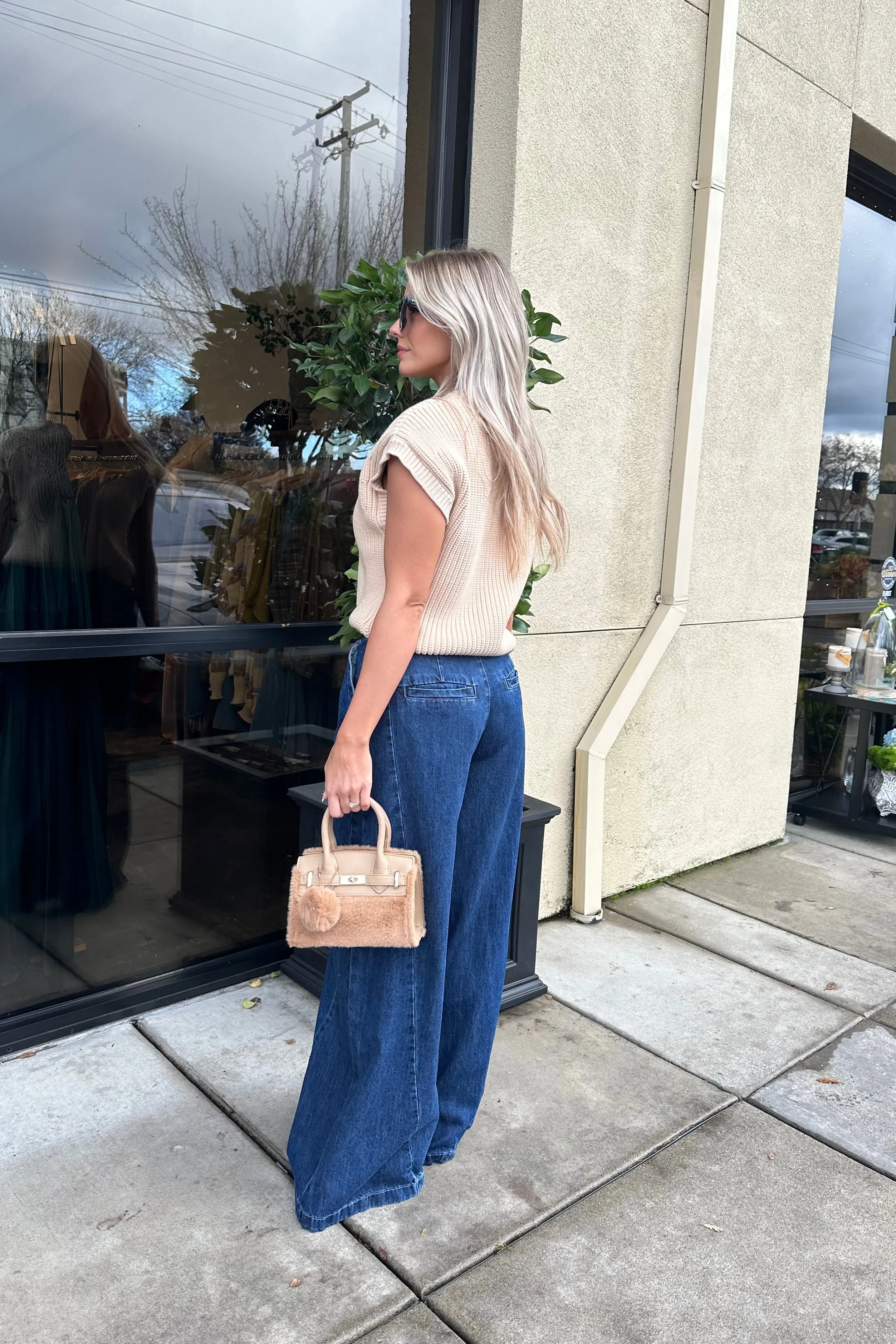 CARLY WIDE LEG DENIM TROUSERS