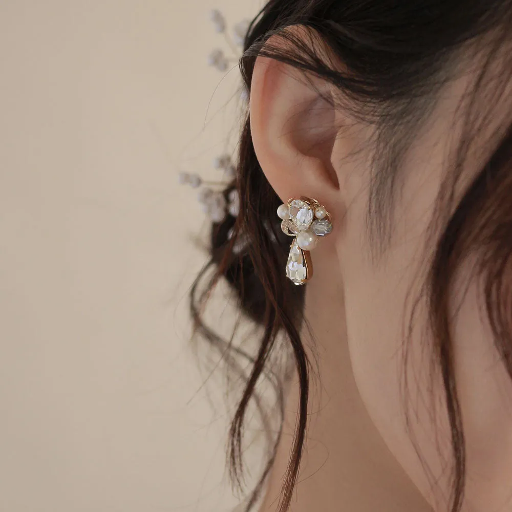 Drop Stone Cluster Earrings