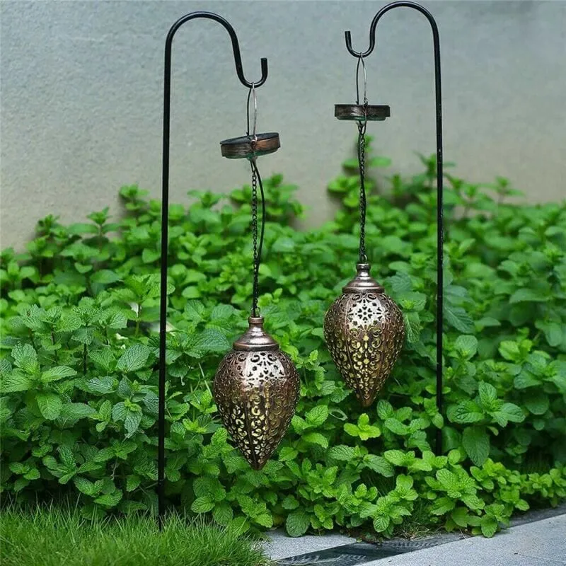 GoodVybe™ Solar LED 'Hanging Lantern' Light: Outdoor Metal Art, Garden Lamp Decor