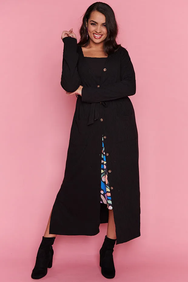 Hana Black Duster Cardi