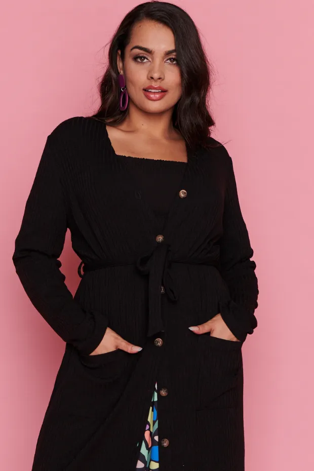 Hana Black Duster Cardi