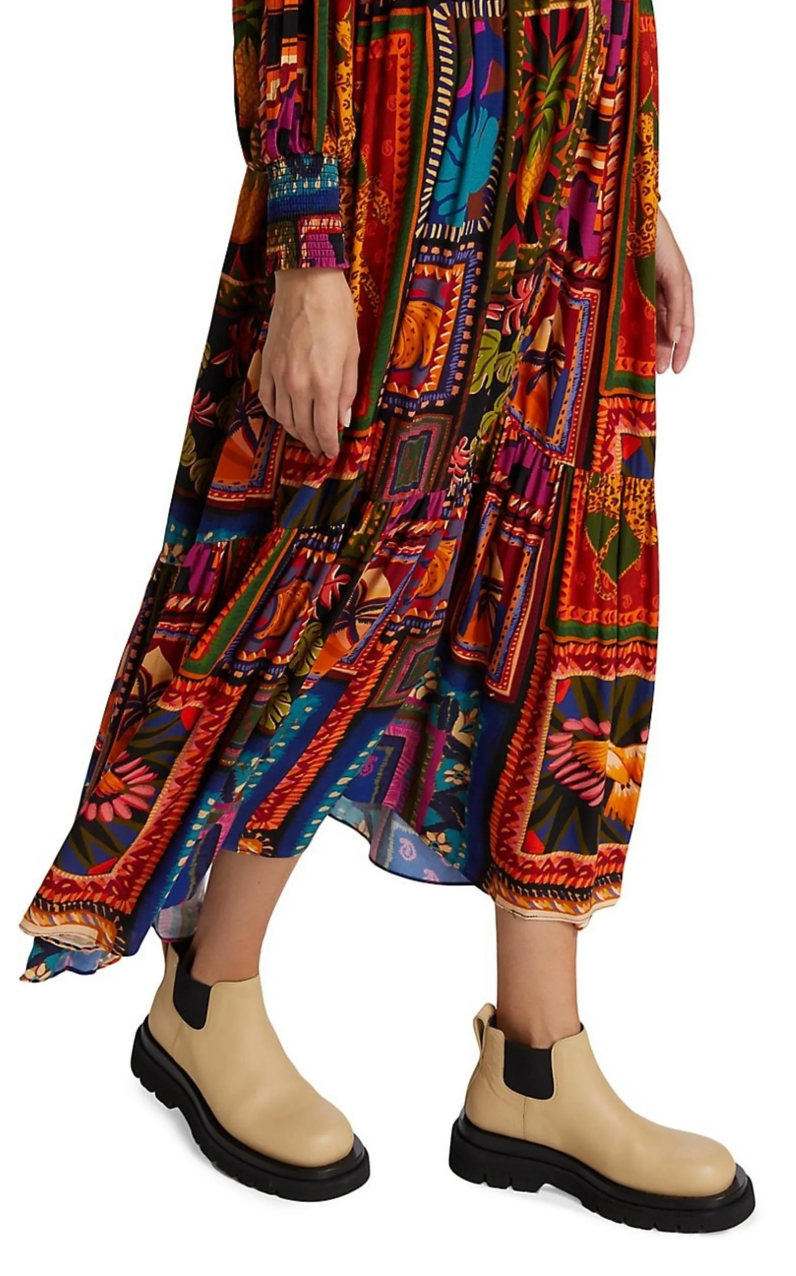 Patchwork Tapestry Ankle Maxi Dress