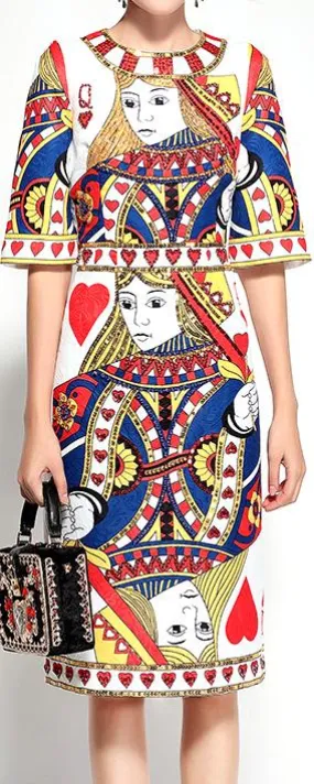 'Queen of Hearts' Embellished Jacquard Dress