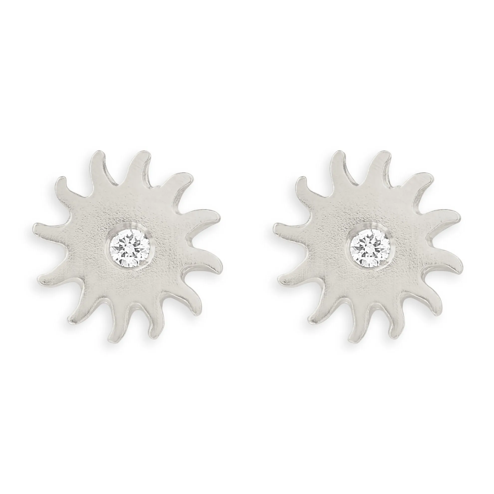 Sun Stud Earrings With Diamond