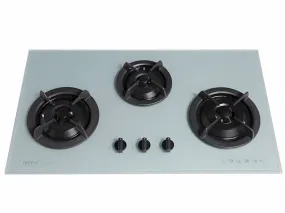 Tecno 3-Burner 90cm Tempered Glass Cooker Hob (T333TGSV), Brushed Silver